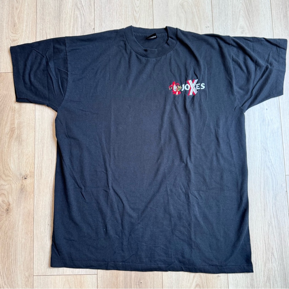 Vintage JoXes T-Shirt XL Black Embroidered Single Stitch Fruit of the Loom 90s